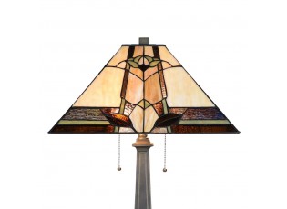Béžovo-hnědá stolní lampa Tiffany Silvia - 45*45*80 cm E27/max 2*60W