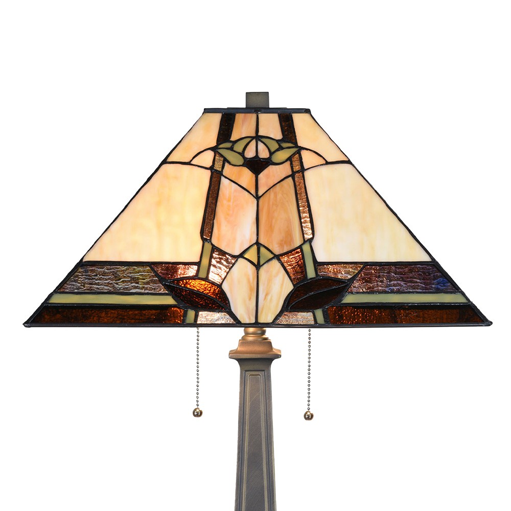 Béžovo-hnědá stolní lampa Tiffany Silvia - 45*45*80 cm E27/max 2*60W Clayre & Eef Béžovo-hnědá stolní lampa Tiffany Silvia - 45*45*80 cm E27/max 2*60W Clayre & Eef
