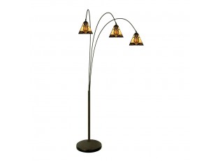 Béžovo-hnědá stojací lampa Tiffany Silvia - 91*50*200 cm E27/max 3*60W