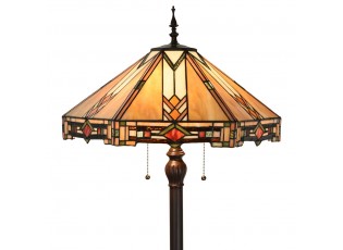 Béžovo-hnědá stojací lampa Tiffany Tippia - Ø 40x161 cm E27/max 2*60W