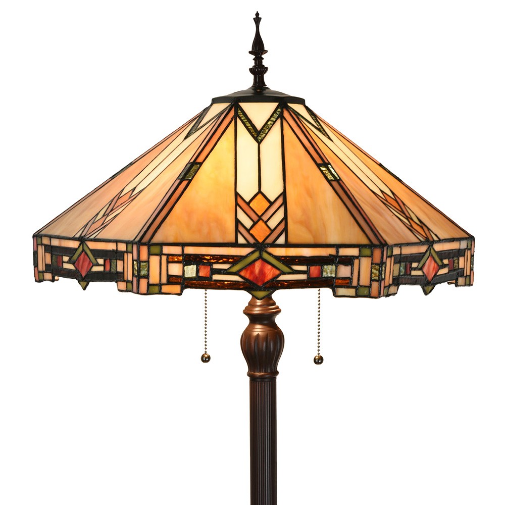 Béžovo-hnědá stojací lampa Tiffany Tippia - Ø 40x161 cm E27/max 2*60W Clayre & Eef Béžovo-hnědá stojací lampa Tiffany Tippia - Ø 40x161 cm E27/max 2*60W Clayre & Eef