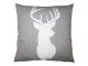 Bílo-šedý povlak na polštář s jelenem White&Grey Deer - 45*45 cm Clayre & Eef