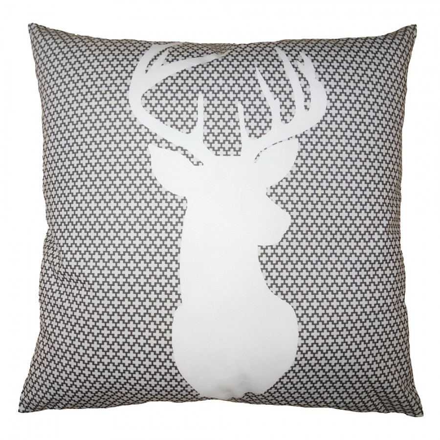 Bílo-šedý povlak na polštář s jelenem White&Grey Deer - 45*45 cm Clayre & Eef Bílo-šedý povlak na polštář s jelenem White&Grey Deer - 45*45 cm Clayre & Eef