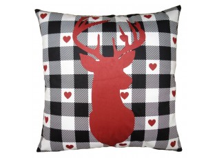 Bílo-červený povlak na polštář s jelenem White&Red Deer - 45*45 cm