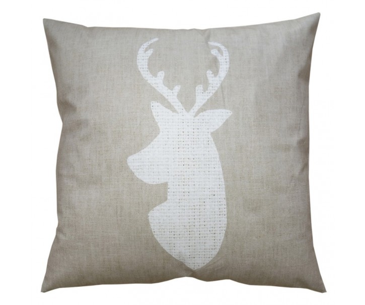 Béžový povlak na polštář s jelenem Deer - 45*45 cm Clayre & Eef