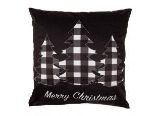 Černý povlak na polštář se stromky Black&White X-Mas - 45*45 cm