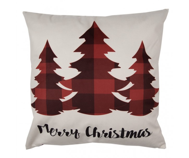 Béžový povlak na polštář se stromky Merry Christmas - 45*45 cm Clayre & Eef