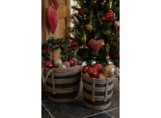 Červené antik závěsné kovové srdce M - 15*3*15 cm