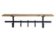 Hnědá antik dřevěná nástěnná polička s kovovými háčky Hael - 92*18*25cm Chic Antique
