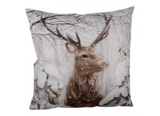 Sametový povlak na polštář Jelen v zasněžené krajině - 45*45 cm