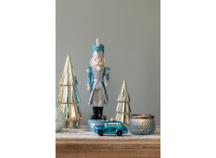 Zlatý porcelánový dekorační vánoční stromek - Ø 6*16 cm