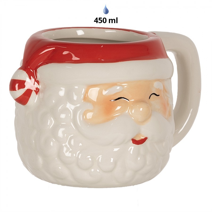 Keramický hrnek hlava Santa - 15*11*9 cm / 450 ml Clayre & Eef Keramický hrnek hlava Santa - 15*11*9 cm / 450 ml Clayre & Eef