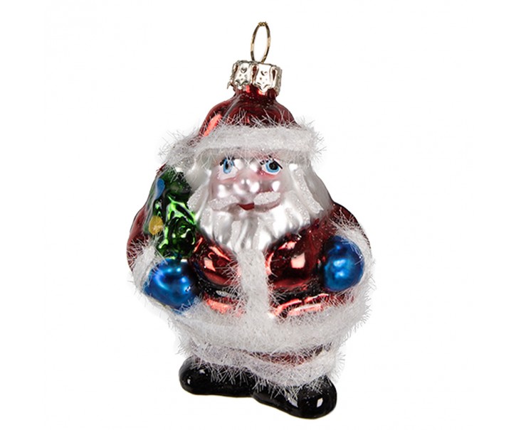 Vánoční skleněná ozdoba Santa - 5*4*8 cm Clayre & Eef