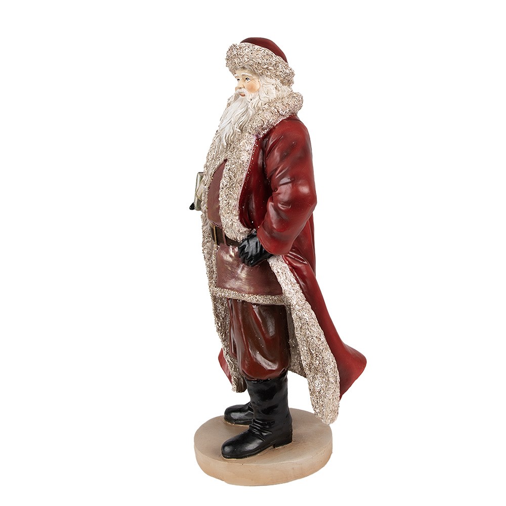 Vánoční dekorace socha Santa v červeném kabátku a knihami - 18*14*33 cm Clayre & Eef Vánoční dekorace socha Santa v červeném kabátku a knihami - 18*14*33 cm Clayre & Eef