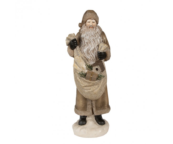 Vánoční dekorace socha Santa s pytlem dárků - 11*11*30 cm Clayre & Eef