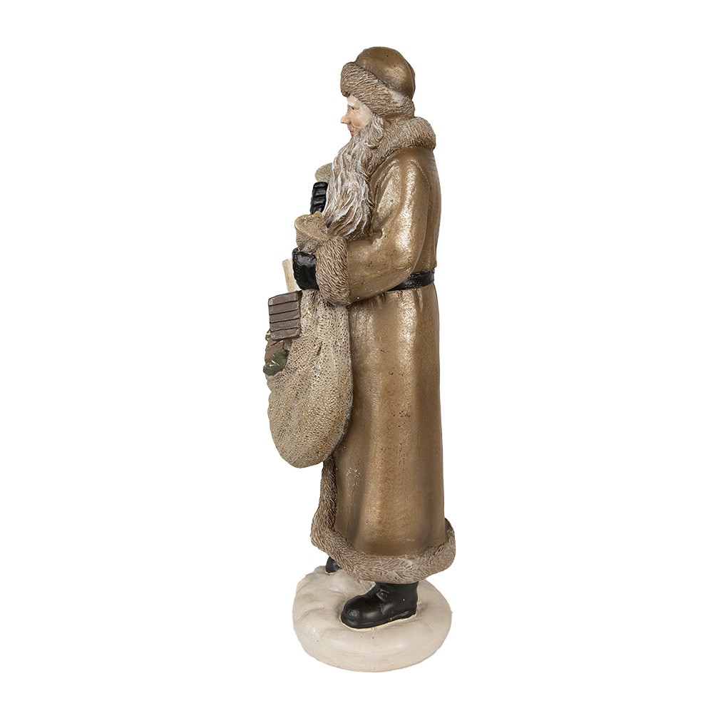 Vánoční dekorace socha Santa s pytlem dárků - 11*11*30 cm Clayre & Eef Vánoční dekorace socha Santa s pytlem dárků - 11*11*30 cm Clayre & Eef