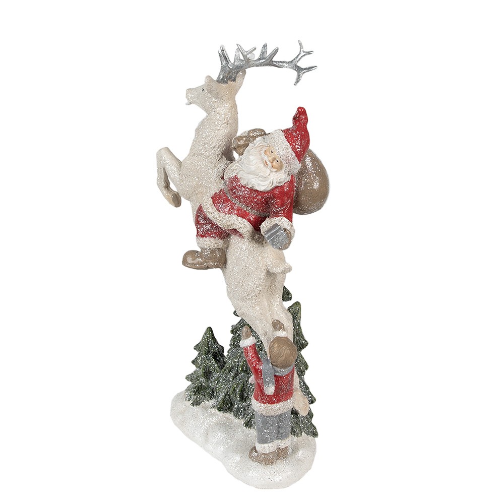 Vánoční dekorace socha Santa na jelínkovi - 19*10*33 cm Clayre & Eef Vánoční dekorace socha Santa na jelínkovi - 19*10*33 cm Clayre & Eef