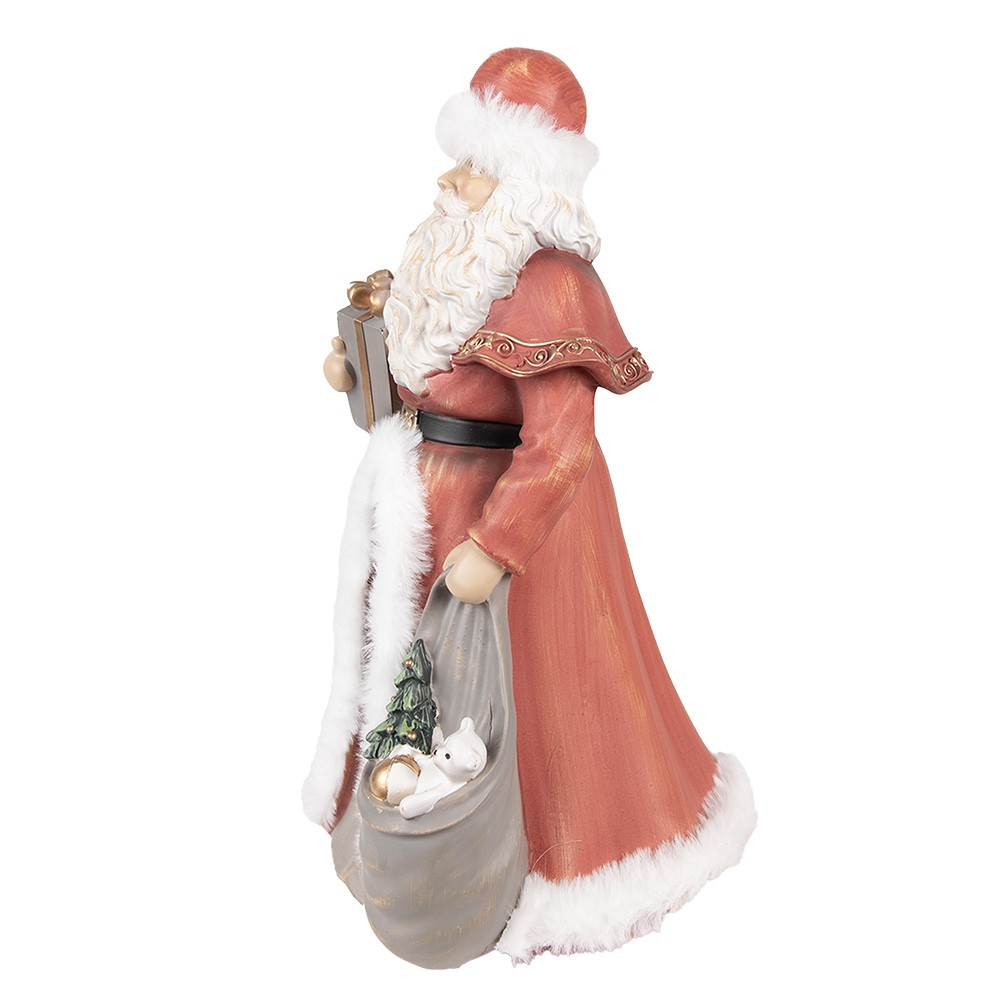 Vánoční dekorace socha Santa v červeném a s dárky - 16*16*31 cm Clayre & Eef Vánoční dekorace socha Santa v červeném a s dárky - 16*16*31 cm Clayre & Eef