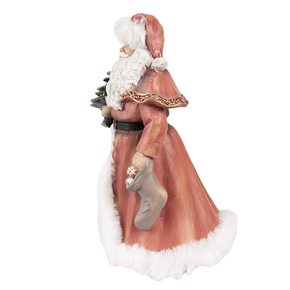 Vánoční dekorace socha Santa v červeném a stromkem - 14*12*23 cm Clayre & Eef Vánoční dekorace socha Santa v červeném a stromkem - 14*12*23 cm Clayre & Eef