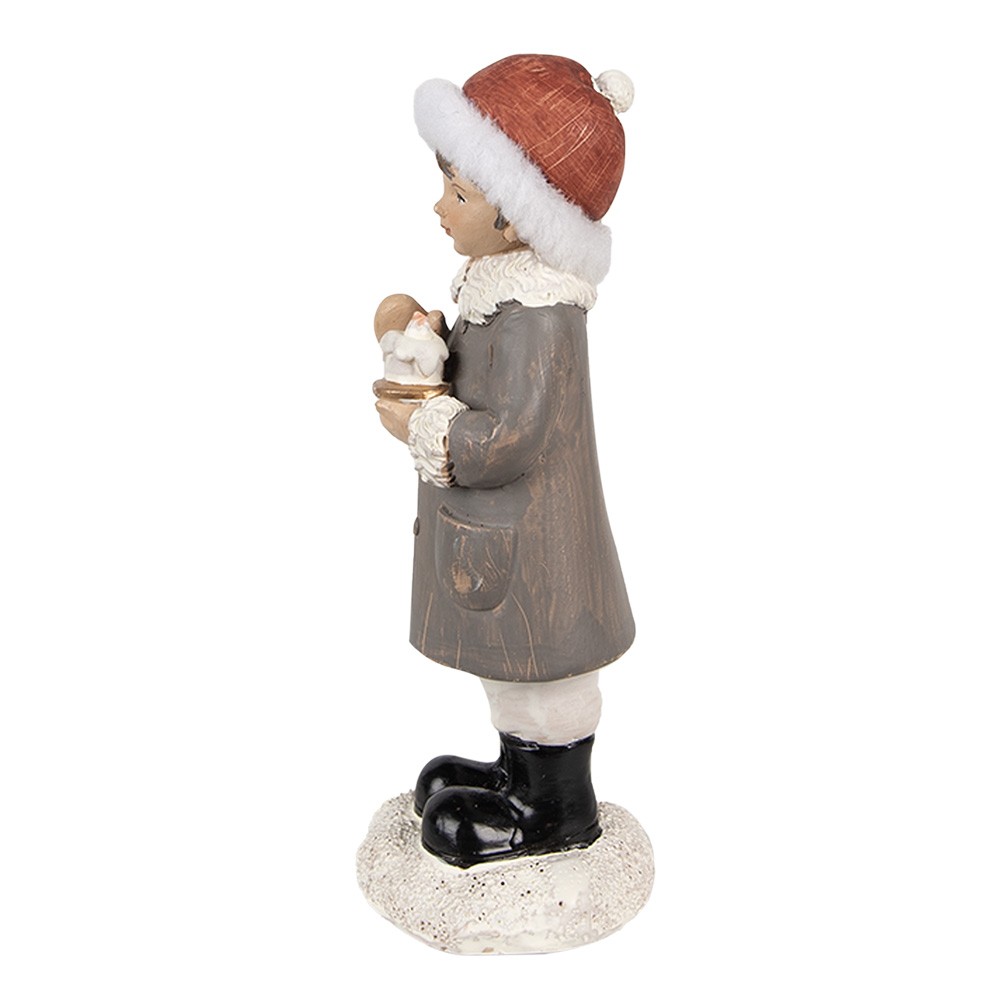 Šedá vánoční dekorace socha dívka se svíčkou - 6*6*14 cm Clayre & Eef Šedá vánoční dekorace socha dívka se svíčkou - 6*6*14 cm Clayre & Eef
