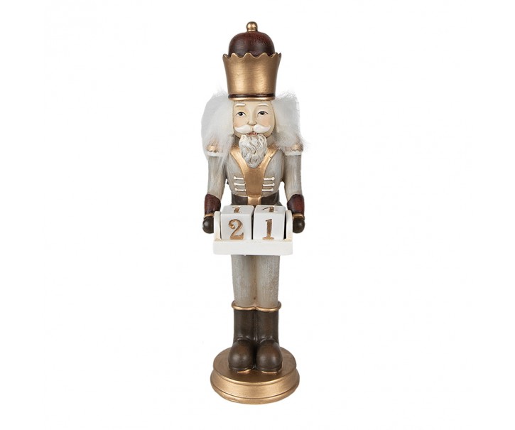 Vánoční dekorace socha Louskáček s kalendářem - 7*7*22 cm Clayre & Eef