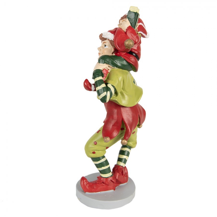 Zeleno - červená vánoční dekorace socha Elf - 12*9*19 cm Clayre & Eef Zeleno - červená vánoční dekorace socha Elf - 12*9*19 cm Clayre & Eef