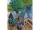 Hnědý porcelánový domek svícen na čajovou svíčku Candle House - 8*8*15 cm Clayre & Eef