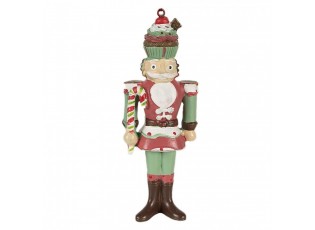 Zeleno-červená vánoční závěsná dekorace Louskáček - 5*3*12 cm