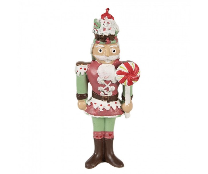 Zeleno-červená vánoční závěsná dekorace Louskáček - 5*3*12 cm Clayre & Eef
