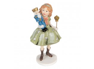 Dekorace socha děvčátko v zelených šatech držící Louskáčka - 7*6*12 cm