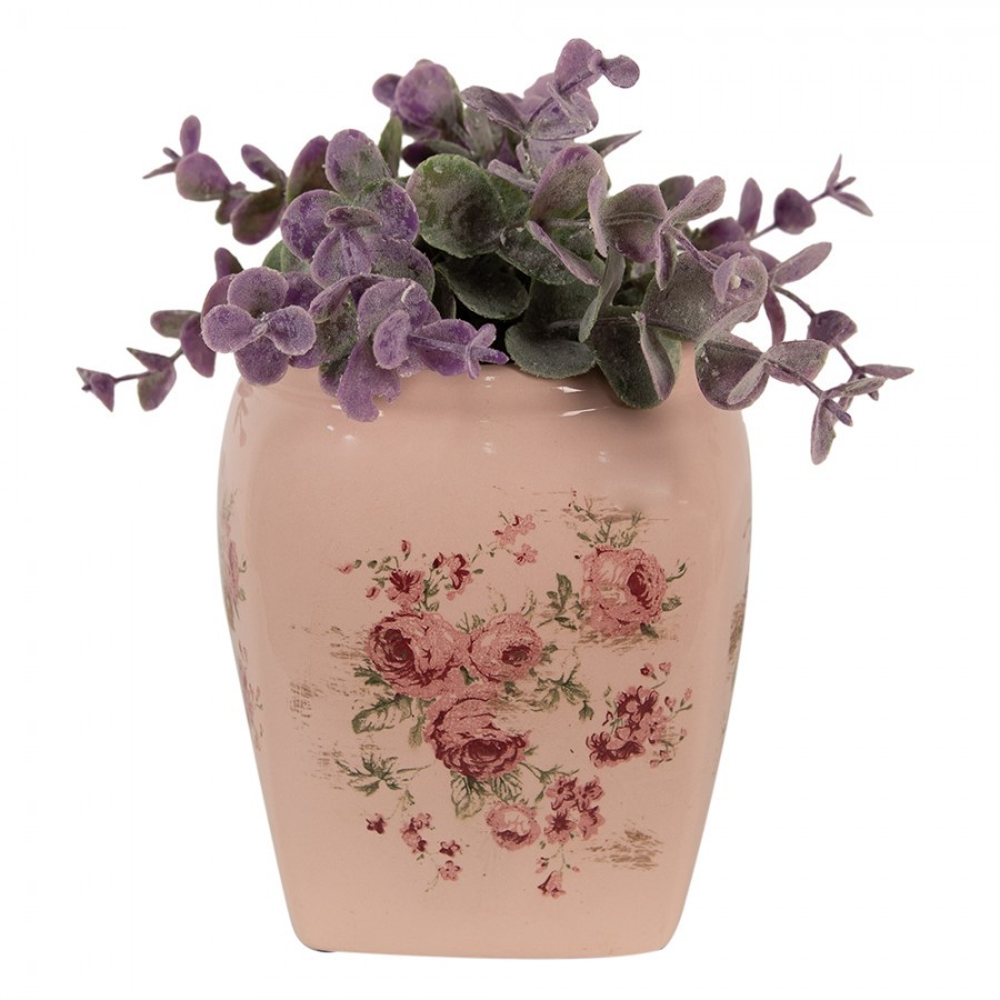 Růžový keramický obal na květináč s růžemi Rósa S - 12*12*14 cm Clayre & Eef Růžový keramický obal na květináč s růžemi Rósa S - 12*12*14 cm Clayre & Eef