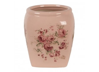 Růžový keramický obal na květináč s růžemi Rósa S - 12*12*14 cm
