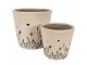 Béžový keramický obal na květináč s lučními květy Flora And Fauna M - Ø 15*14cm Clayre & Eef