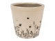 Béžový keramický obal na květináč s lučními květy Flora And Fauna M - Ø 15*14cm Clayre & Eef