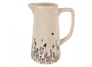 Béžový keramický džbán s lučními květy Flora And Fauna M - 16*11*20 cm
