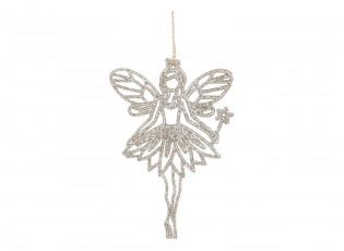 Champagne vánoční dekorace víla Fairy glitter - 9*14 cm