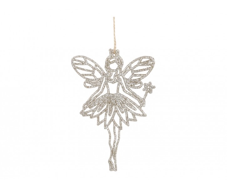 Champagne vánoční dekorace víla Fairy glitter - 9*14 cm Chic Antique