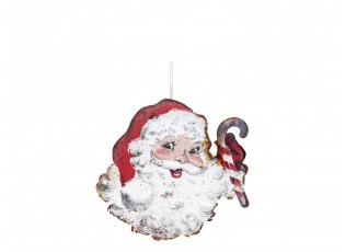 Vánoční kovová závěsná dekorace Santa Vintage - 16*16 cm