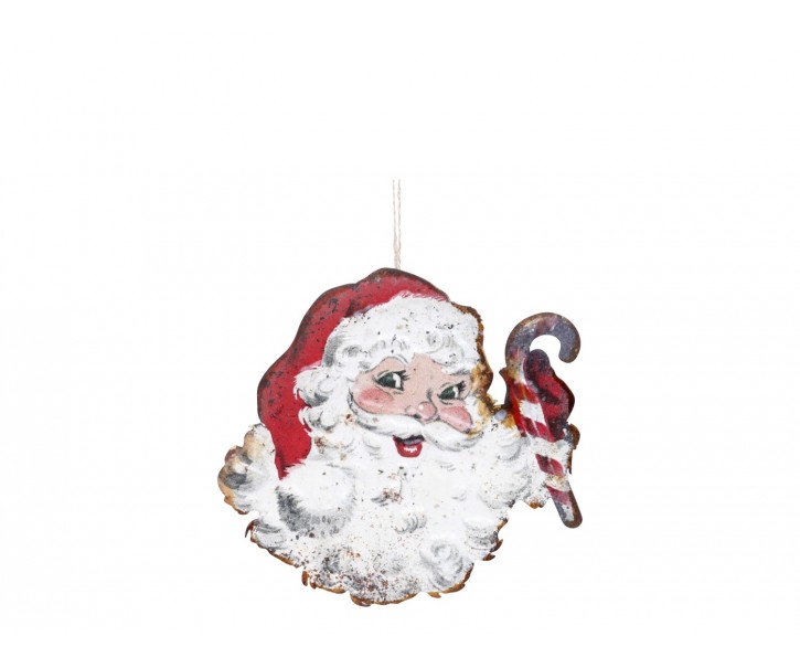 Vánoční kovová dekorace Santa Vintage - 16*16 cm Chic Antique