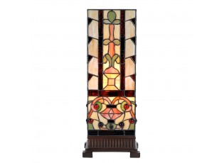 Béžovo-hnědá hranatá stolní lampa Tiffany Squillo - 18*18*45 cm E27/max 1*40W