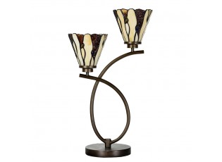 Béžovo-hnědá stolní lampa Tiffany Titto se 2květy - 46*28*63 cm E14/max 2*40W