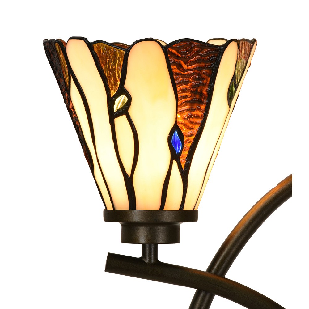 Béžovo-hnědá stolní lampa Tiffany Titto se 2květy - 46*28*63 cm E14/max 2*40W Clayre & Eef Béžovo-hnědá stolní lampa Tiffany Titto se 2květy - 46*28*63 cm E14/max 2*40W Clayre & Eef