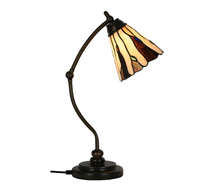 Béžovo-hnědá stolní lampa Tiffany Titto - Ø 27*51 cm E14/max 1*40W Clayre & Eef