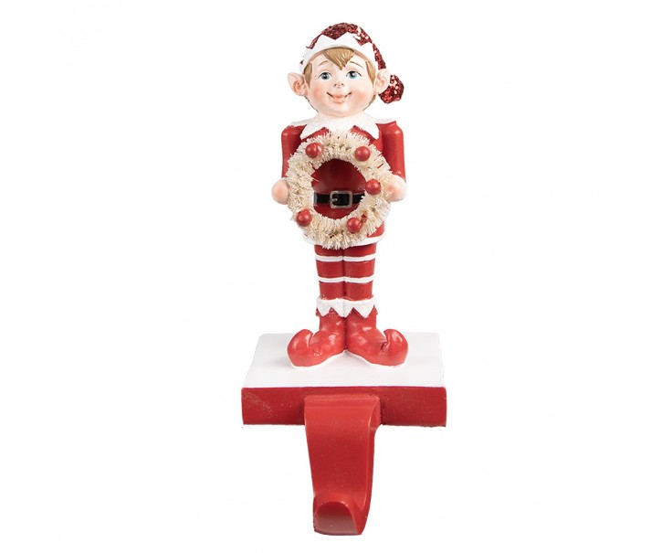 Červený věšák na punčochy Elf - 11*8*20 cm Clayre & Eef