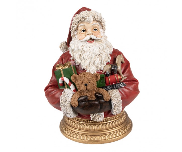 Vánoční dekorace socha Santa s dárky a medvídkem - 22*18*29 cm Clayre & Eef
