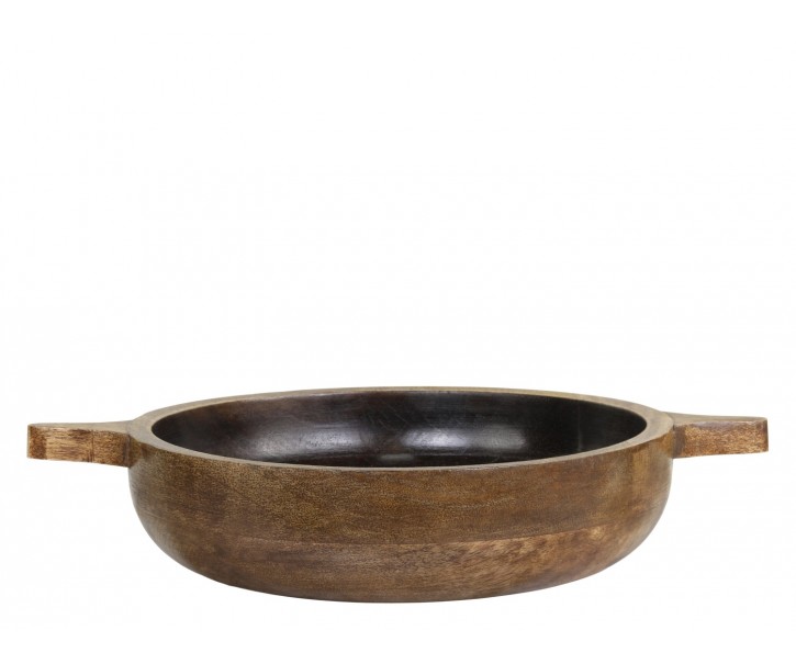 Dřevěná servírovací miska z mangového dřeva Tours Handles - Ø 24*5 cm/ 1600ml Chic Antique