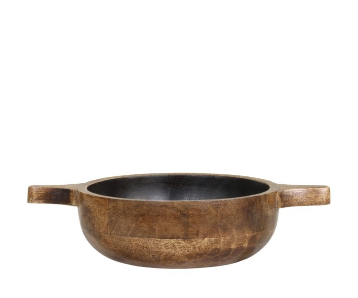 Dřevěná servírovací miska z mangového dřeva Tours Handles - Ø 17*5 cm/ 700ml Chic Antique