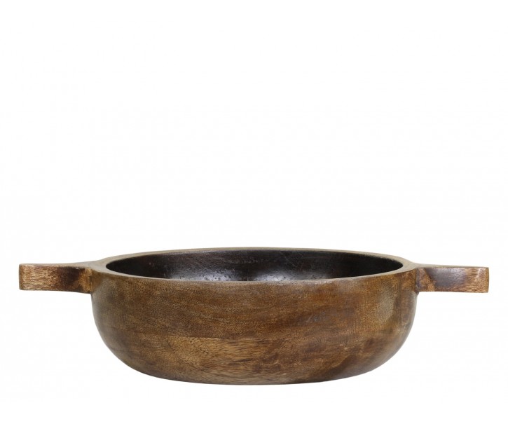 Dřevěná servírovací miska z mangového dřeva Tours Handles - Ø 20*5 cm/ 900ml Chic Antique