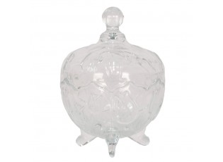Transparentní skleněná dóza na cukrovinky s víkem Tulip - Ø 15*20 cm