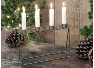 Mosazný antik kovový adventní svícen Advent Tire - 25*5*19 cm